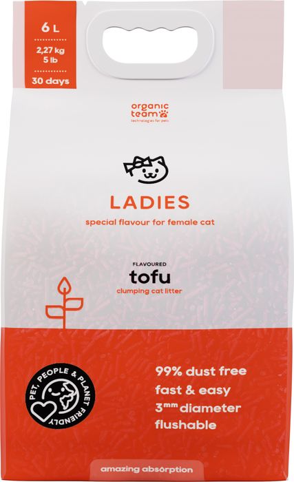 Organic team Tofu Ladies комкующийся наполнитель для кошачьего туалета, для леди