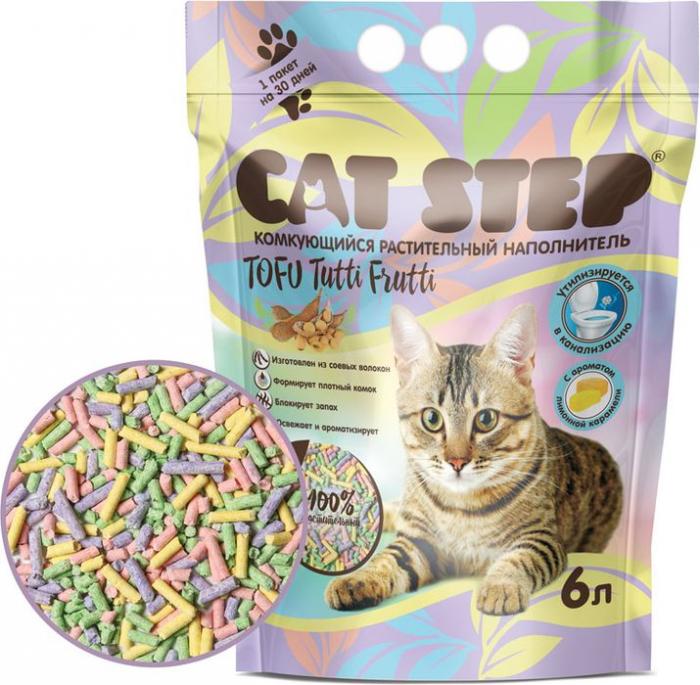 Cat Step Tofu Tutti Frutti комкующийся растительный наполнитель для кошачьих туалетов