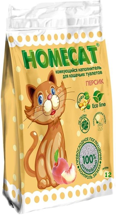 HOMECAT Эколайн комкующийся наполнитель с ароматом персика