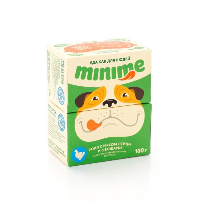 MiniMe Pets влажный корм для собак мясной ролл с мясом птицы и овощами