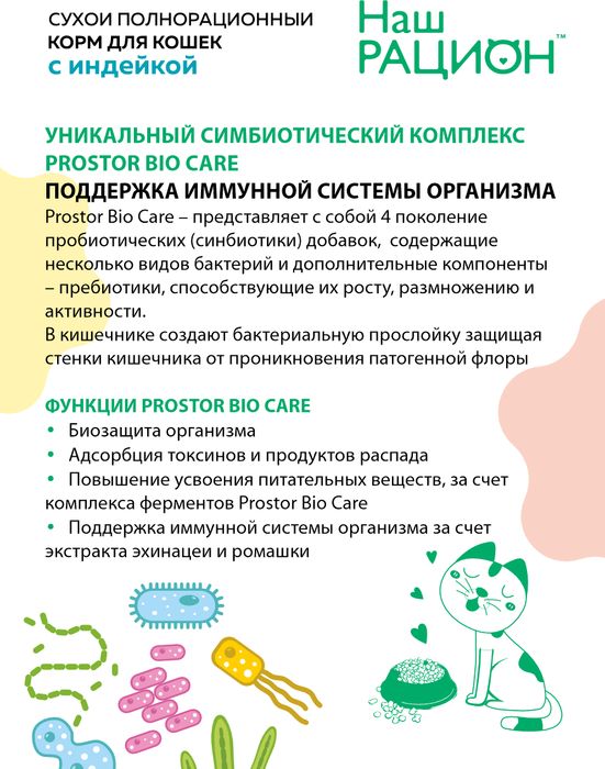 Наш Рацион корм для взрослых кошек всех пород, индейка