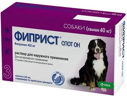 KRKA Фиприст спот он капли для собак свыше 40 кг от блох и клещей
