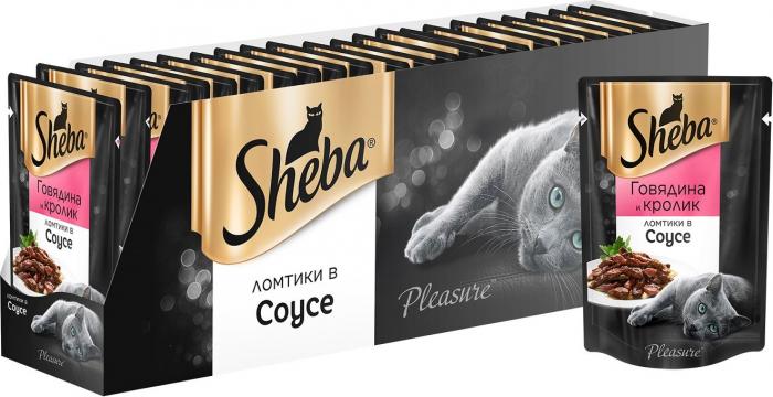 Sheba Pleasure влажный корм для кошек с говядиной и кроликом в соусе