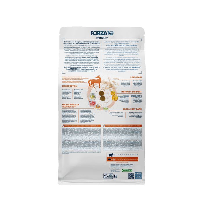 Forza 10 Forza10 корм для взрослых собак средних пород с микрокапсулами, конина, горох и рис