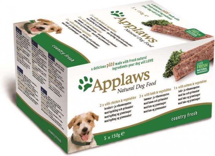 Applaws влажный корм для взрослых собак всех пород, паштет из курицы, ягненка и лосося