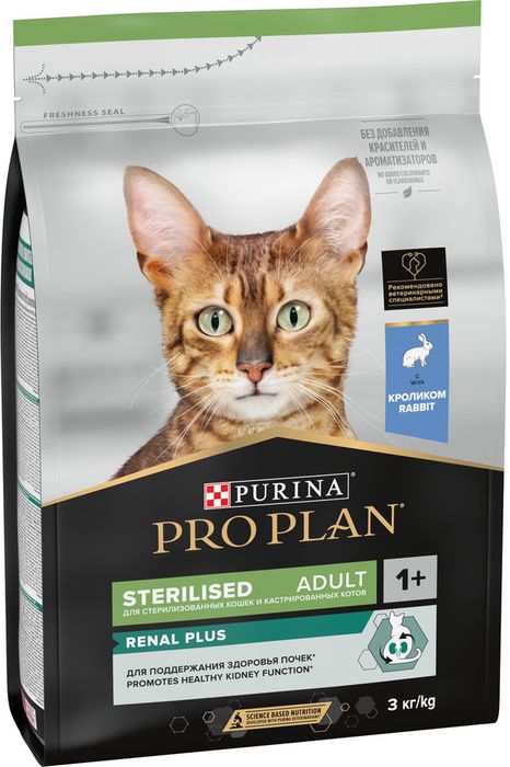 Сухой корм Pro Plan® Sterilised Adult Renal Plus для взрослых стерилизованных кошек, с кроликом