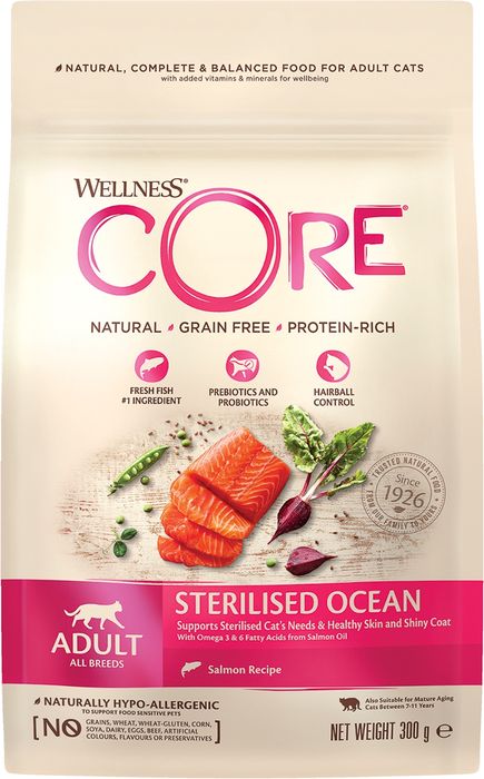 Wellness CORE корм для стерилизованных кошек и кастрированных котов из лосося