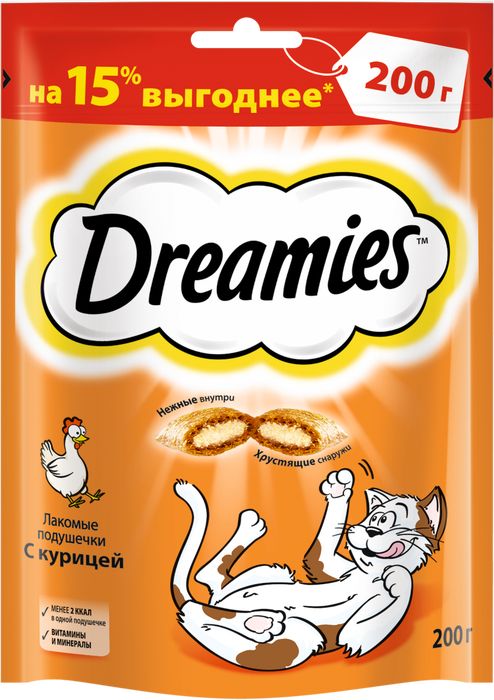 Dreamies лакомство для кошек подушечки с курицей