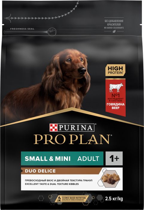 Сухой корм Pro Plan® Duo Delice для взрослых собак мелких и карликовых пород с двойной текстурой гранул, с высоким содержанием говядины
