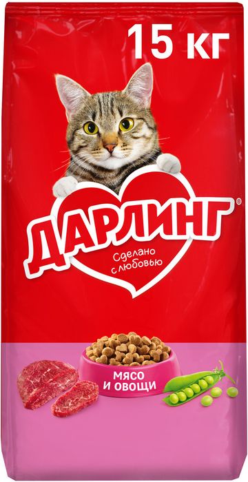 Сухой корм ДАРЛИНГ для взрослых кошек для ежедневного кормления, с мясом и овощами