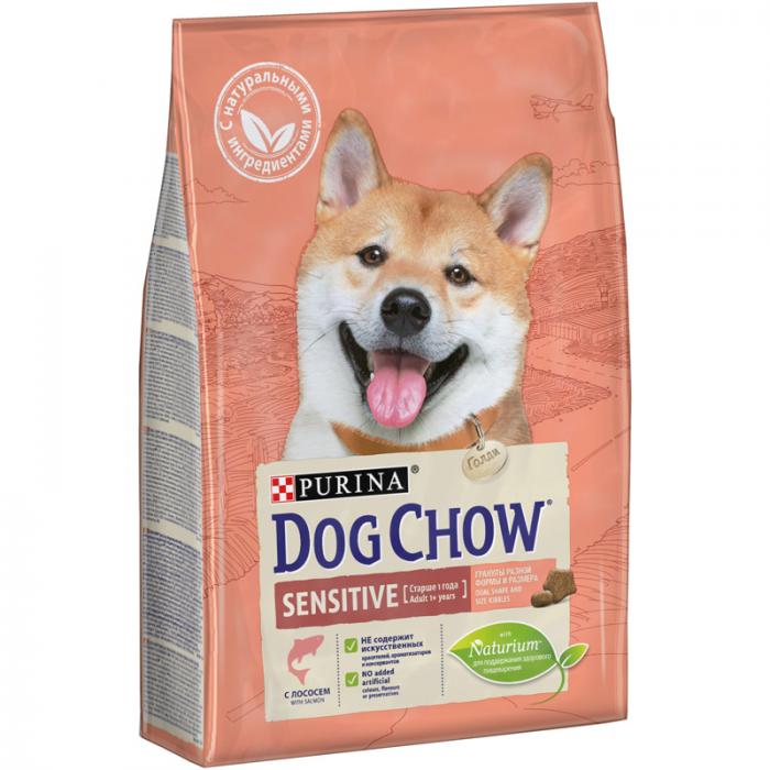 Dog Chow Sensetive сухой корм для собак с чувствительной кожей и пищеварением c лососем и рисом