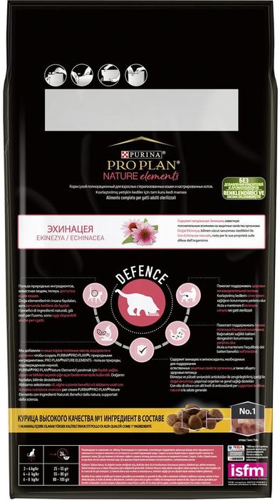 Сухой корм Pro Plan® Nature Elements для взрослых стерилизованных кошек и кастрированных котов, с высоким содержанием курицы