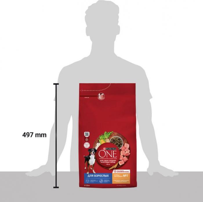 Сухой корм Purina ONE® для взрослых собак средних и крупных пород, с высоким содержанием курицы и рисом