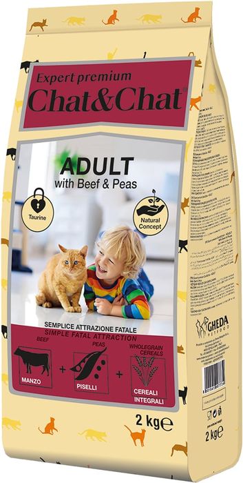 Chat&Chat Expert Premium корм для кошек, с говядиной и горохом