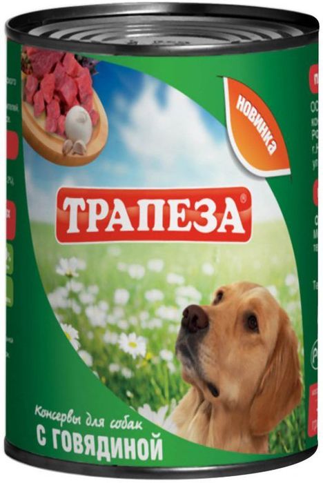 Трапеза влажный корм для собак, кусочки в соусе с говядиной