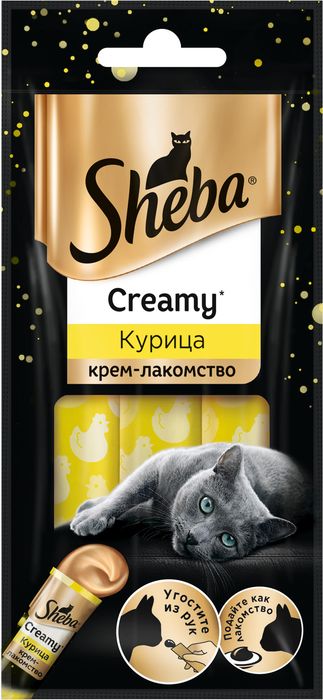 Sheba крем-лакомство для взрослых кошек всех пород, курица