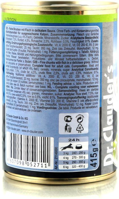 Dr.Clauder\'s Dr. Clauder\'s влажный корм для взрослых кошек всех пород, с лососем, кусочки в соусе