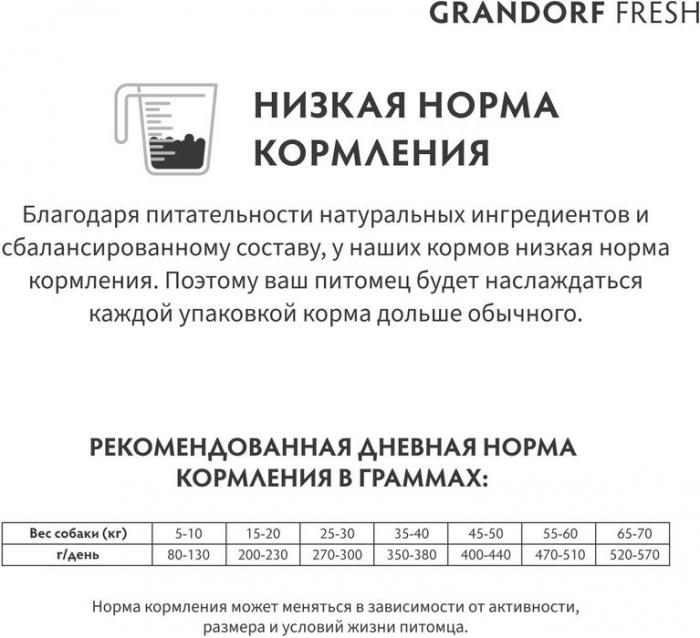 Grandorf Fresh корм для собак средних и крупных пород, беззерновой, с живыми пробиотиками, свежее филе лосося с бататом