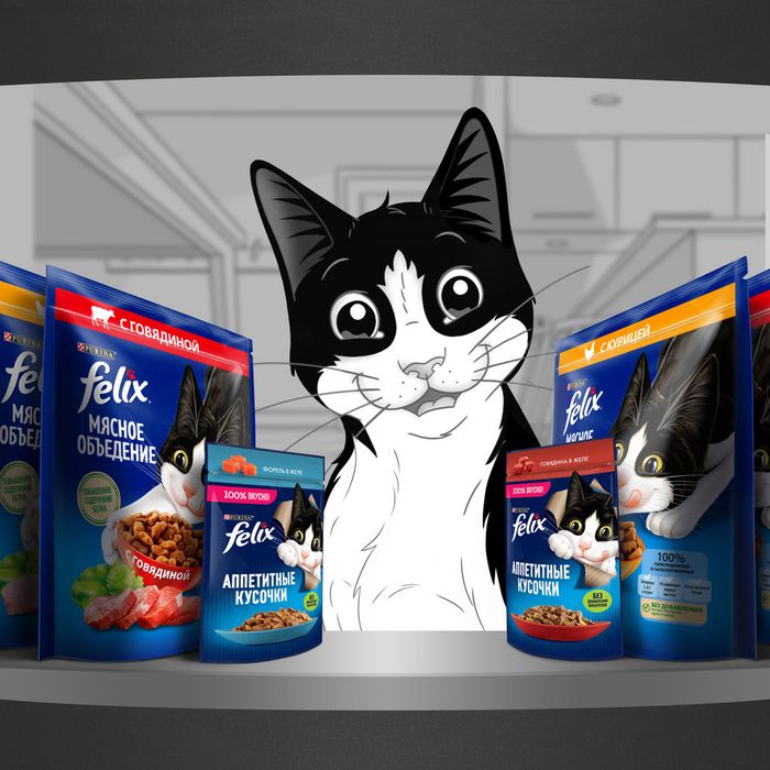 Сухой корм Felix® Мясное объедение для взрослых кошек, с курицей
