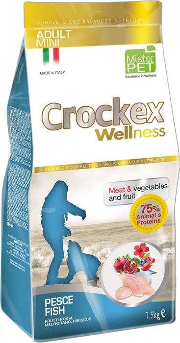 Crockex Wellness корм для взрослых собак малых пород, рыба с рисом