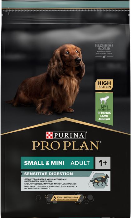 Сухой корм Pro Plan® Sensitive Digestion для взрослых собак мелких и карликовых пород с чувствительным пищеварением, с высоким содержанием ягненка