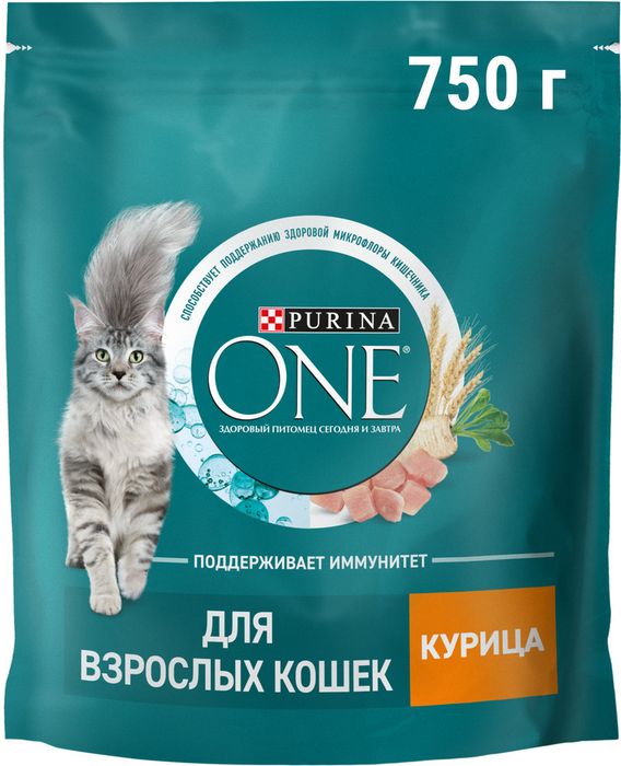 Сухой корм Purina ONE® полнорационный для взрослых кошек, с высоким содержанием курицы