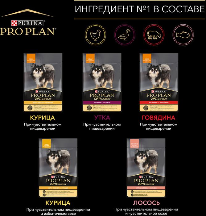 Влажный корм Pro Plan® для взрослых собак мелких и карликовых пород, с курицей в соусе