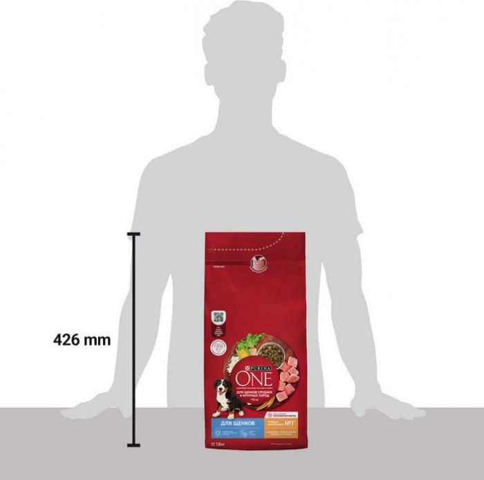 Сухой корм Purina ONE® для щенков средних и крупных пород, с высоким содержанием курицы и с рисом