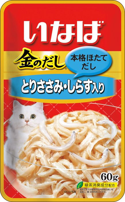 INABA CIAO INABA KINNODASHI влажный корм для кошек, куриное филе с мальками ширасу