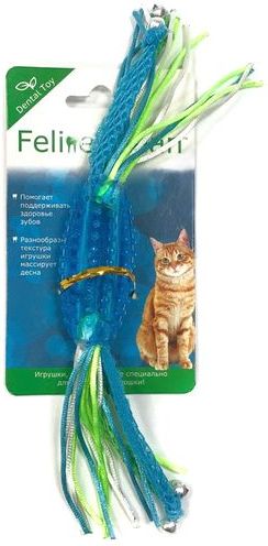 Feline Clean Dental игрушка для кошек, конфетка прорезыватель, с лентами, резина