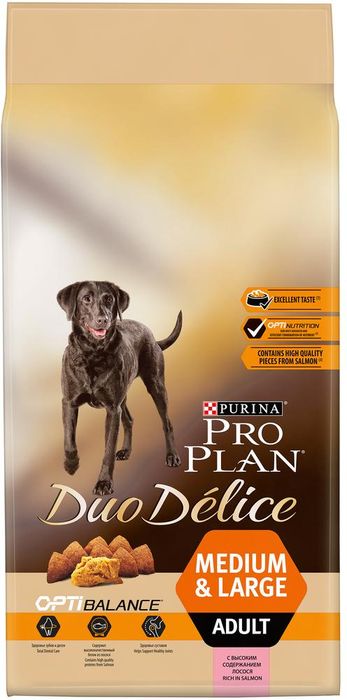 Pro Plan Duo Delice корм для взрослых собак средних и крупных пород, лосось