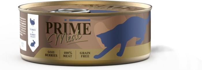 Prime Meat влажный корм для кошек, индейка с кроликом, филе в желе