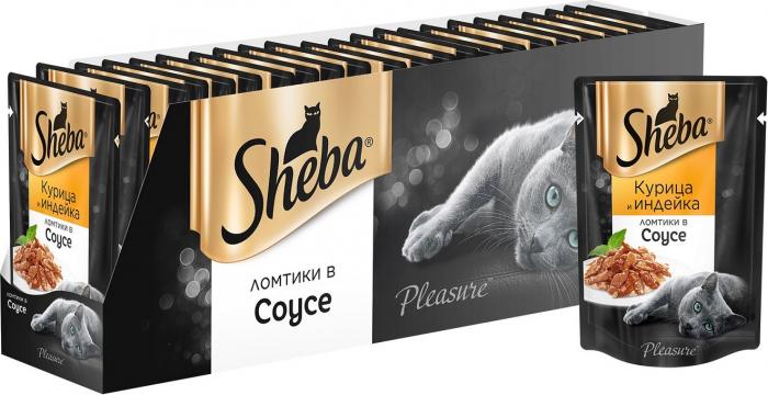 Sheba Pleasure влажный корм для кошек с курицей и индейкой в соусе