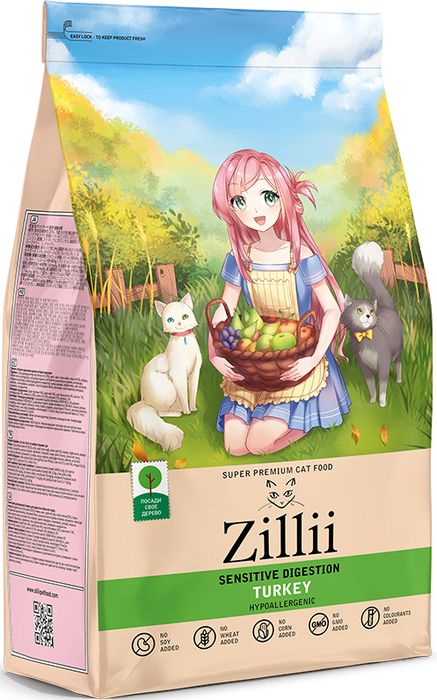 Zillii Sensitive Digestion корм для взрослых кошек с чувствительным пищеварением, индейка