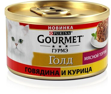 Gourmet Gold Мясной тортик влажный корм для кошек с говядиной и курицей