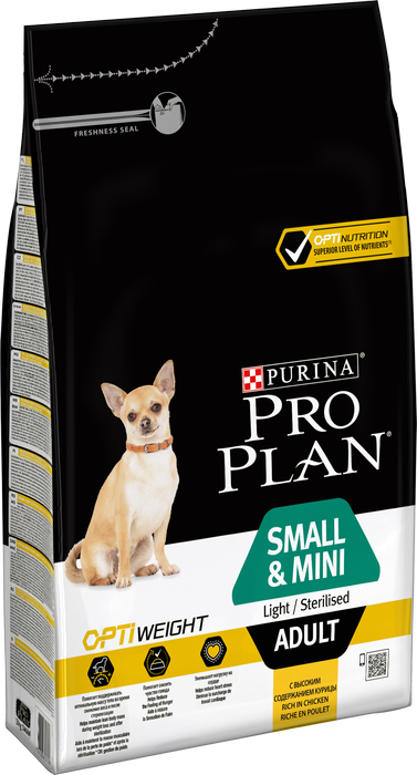 Pro Plan сухой корм для взрослых собак малых пород, контроль веса, курица и рис