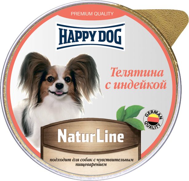 Happy Dog Natur Line влажный корм для собак, телятина с индейкой, паштет