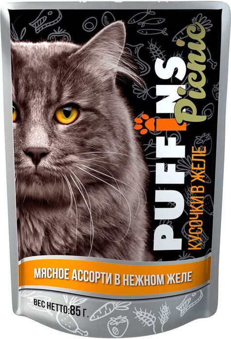 Puffins PicNic влажный корм для кошек, мясное ассорти в желе