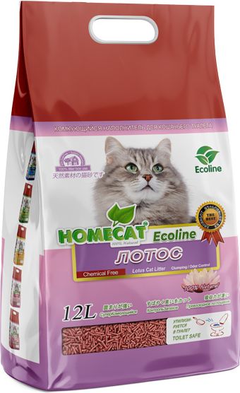 HOMECAT Ecoline комкующийся наполнитель для кошачьих туалетов, с ароматом лотоса