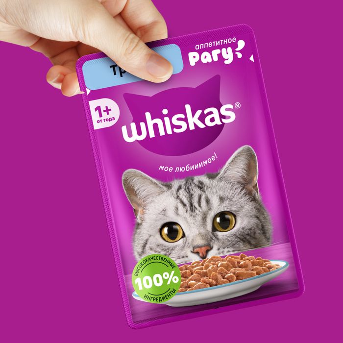 Whiskas влажный корм для взрослых кошек, рагу с треской