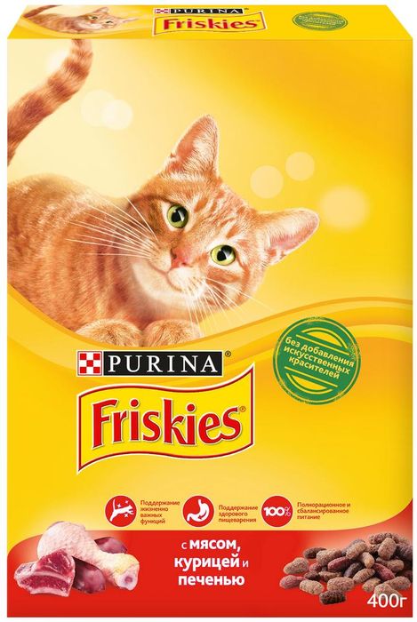 Friskies корм для взрослых кошек всех пород, с мясом, курицей и печенью