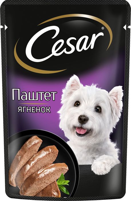 Cesar влажный корм для взрослых собак, паштет с ягненком (28шт в уп)