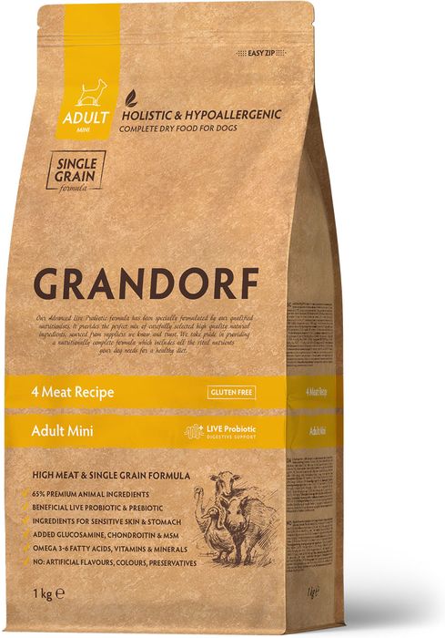 Grandorf корм для собак малых пород, четыре вида мяса
