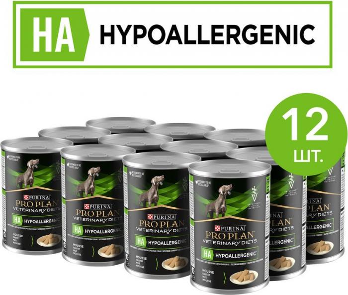 Влажный корм для собак диетический Pro Plan® Veterinary Diets HA Hypoallergenic при пищевой непереносимости, паштет, Банка