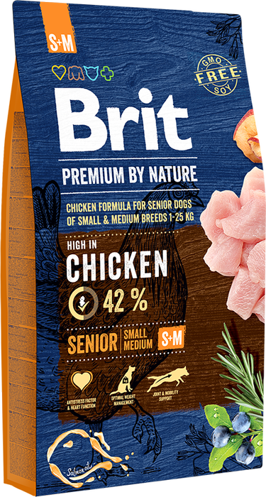 Brit Premium сухой корм для пожилых собак малых и средних пород с курицей