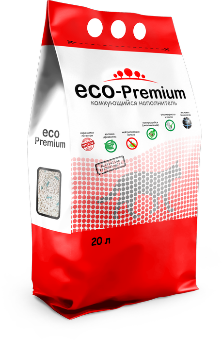 ECO Premium Green комкующийся древесный наполнитель для кошачьего туалета, без запаха