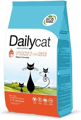 Dailycat корм для котят всех пород, индейка с рисом