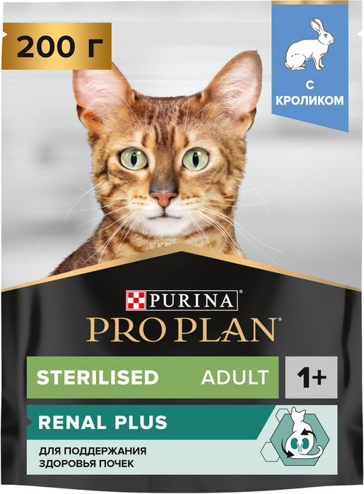Сухой корм Pro Plan® Sterilised Adult Renal Plus для взрослых стерилизованных кошек, с кроликом