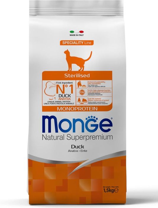 Monge Cat Monoprotein Sterilised Duck сухой корм для стерилизованных кошек с уткой