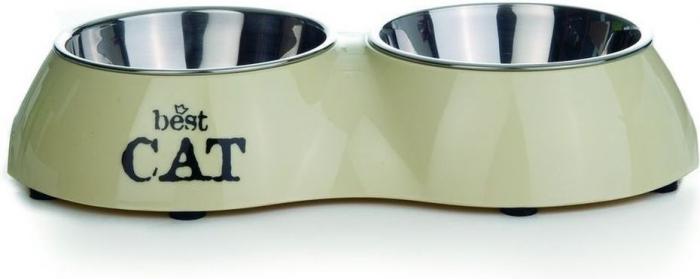 Beeztees Best Cat 2 в 1 миска двойная для кошек, пластик, бежевый
